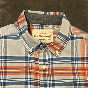 Weatherproof Men's Vintage Plaid Shirt - Blue and Orange